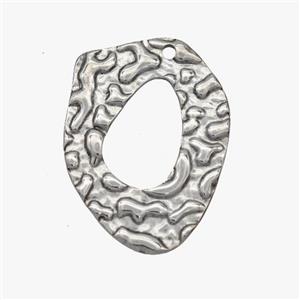 Raw Stainless Steel Pendant Hammered, approx 25-30mm [SSB7074]