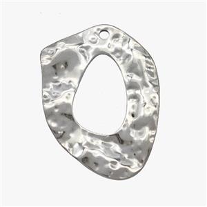 Raw Stainless Steel Pendant Hammered, approx 25-30mm [SSB7076]