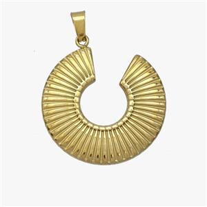 Stainless Steel Sun Pendant Circle Gold Plated, approx 26mm [SSB7081]