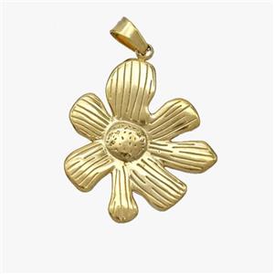 Stainless Steel Flower Pendant Gold Plated, approx 23-26mm [SSB7084]