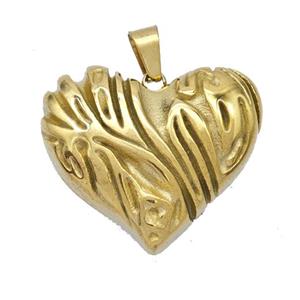 Stainless Steel Heart Pendant Gold Plated, approx 20-25mm [SSB7087]