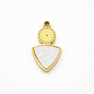 Stainless Steel Triangle Pendant Pave Shell Gold Plated, approx 8-13mm [SSB7120]