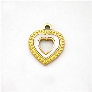 Stainless Steel Heart Pendant Pave Shell Gold Plated, approx 12mm [SSB7124]