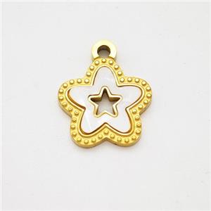 Stainless Steel Star Pendant Pave Shell Hollow Gold Plated, approx 12.5mm [SSB7136]
