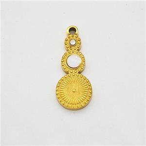 Stainless Steel Clock Pendant Pave Shell Gold Plated, approx 6-13mm [SSB7156]