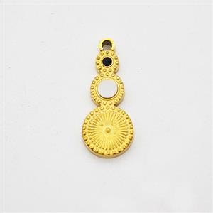 Stainless Steel Clock Pendant Pave Shell Gold Plated, approx 6-13mm [SSB7158]