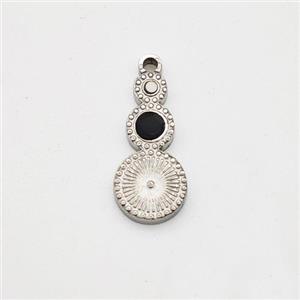 Raw Stainless Steel Clock Pendant Pave Acrylic, approx 6-13mm [SSB7159]