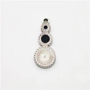 Raw Stainless Steel Clock Pendant Pave Acrylic, approx 6-13mm [SSB7161]