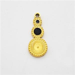 Stainless Steel Clock Pendant Pave Acrylic Gold Plated, approx 6-13mm [SSB7162]