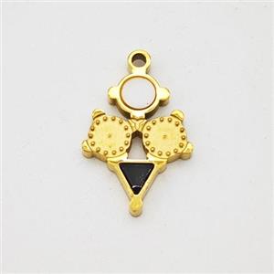 Stainless Steel Clock Pendant Pave Shell Acrylic Gold Plated, approx 10-13mm [SSB7166]