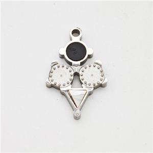 Raw Stainless Steel Clock Pendant Pave Shell Acrylic, approx 10-13mm [SSB7167]