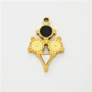 Stainless Steel Clock Pendant Pave Shell Acrylic Gold Plated, approx 10-13mm [SSB7168]
