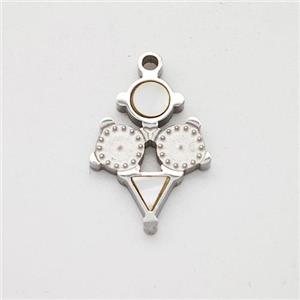 Raw Stainless Steel Clock Pendant Pave Shell, approx 10-13mm [SSB7169]