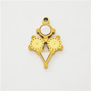 Stainless Steel Clock Pendant Pave Shell Gold Plated, approx 10-13mm [SSB7170]