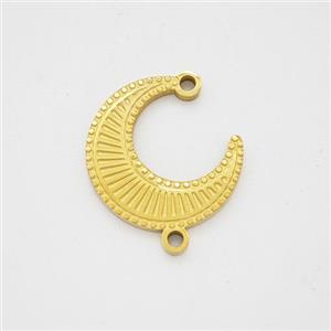 Stainless Steel Moon Pendant 2loops Gold Plated, approx 13-14mm [SSB7185]