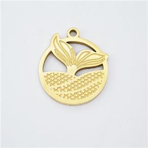 Stainless Steel Mermaid Pendant Gold Plated, approx 14mm [SSB7190]