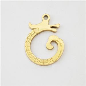 Stainless Steel Loong Pendant Gold Plated, approx 12-14mm [SSB7191]
