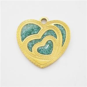 Stainless Steel Heart Pendant Painted Gold Plated, approx 17mm [SSB7194]