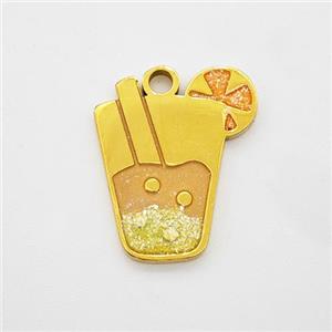 Stainless Steel Ice Cream Bottle Drink Cup Pendant Painted Gold Plated, approx 13-16mm [SSB7209]