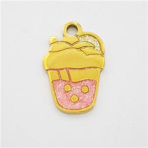 Stainless Steel Ice Cream Bottle Drink Cup Pendant Painted Gold Plated, approx 11-14mm [SSB7210]