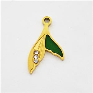 Stainless Steel Mermaid Tail Pendant Pave Rhinestone Acrylic Gold Plated, approx 9-14mm [SSB7218]