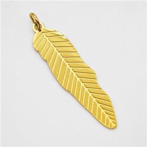 Stainless Steel Leaf Pendant Gold Plated, approx 7-26mm [SSB7220]