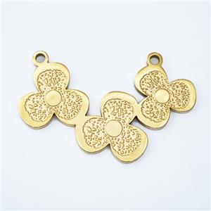Stainless Steel Clover Link Pendant 2loops Gold Plated, approx 11-30mm [SSB7225]