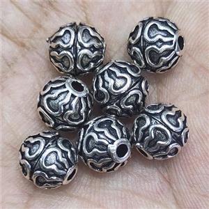 Sterling Silver round beads, antique silver, approx 10mm dia [STS0349]