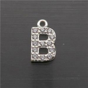 Sterling Silver B-Letter Pendant Pave Zircon, approx 5-8mm [STS0352]