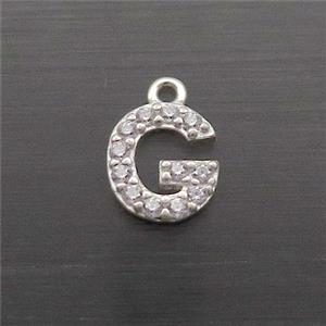 Sterling Silver G-Letter Pendant Pave Zircon, approx 5-8mm [STS0357]