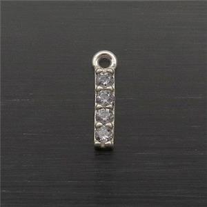 Sterling Silver I-Letter Pendant Pave Zircon, approx 2-8mm [STS0359]