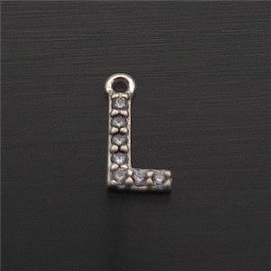 Sterling Silver L-Letter Pendant Pave Zircon, approx 5-8mm [STS0362]