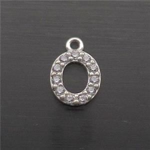 Sterling Silver O-Letter Pendant Pave Zircon, approx 5-8mm [STS0365]