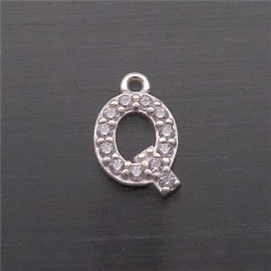 Sterling Silver Q-Letter Pendant Pave Zircon, approx 5-8mm [STS0367]