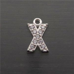 Sterling Silver X-Letter Pendant Pave Zircon, approx 5-8mm [STS0374]