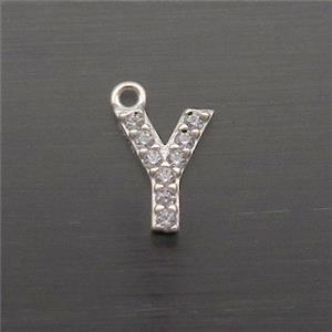 Sterling Silver Y-Letter Pendant Pave Zircon, approx 5-8mm [STS0375]