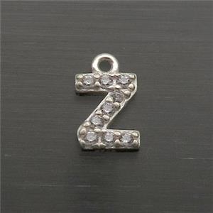 Sterling Silver Z-Letter Pendant Pave Zircon, approx 5-8mm [STS0376]
