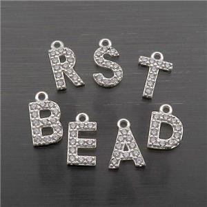 Sterling Silver Letter Pendant Pave Zircon Mix Alphabet, approx 5-8mm [STS0377]