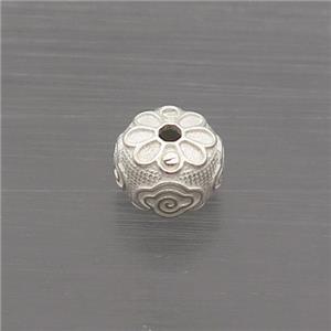Sterling Silver Beads Round Flower, approx 5-6.5mm [STS0389]