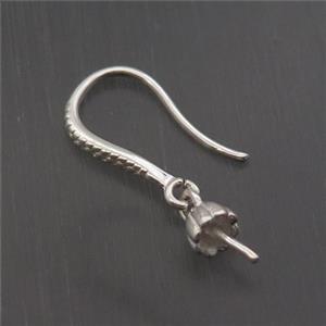 Sterling Silver Hook Earring Pave Zircon With Bail, approx 10-15mm, 4mm [STS0456]