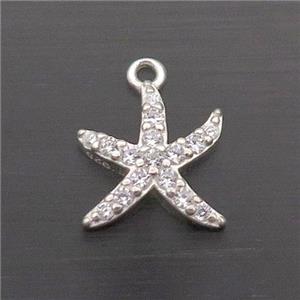 Sterling Silver Starfish Pendant Pave Zircon, approx 11mm [STS0471]