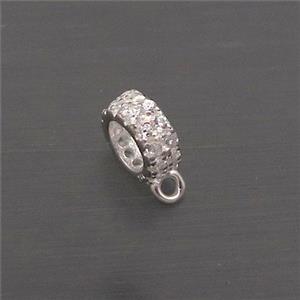 Sterling Silver Bail Pave Zircon, approx 6mm [STS0472]