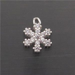 Sterling Silver Snowflake Pendant Pave Zircon Christmas, approx 7mm [STS0473]