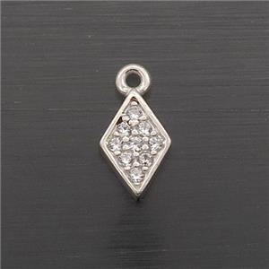 Sterling Silver Pendant Rhombus Pave Zircon, approx 5-7.5mm [STS0475]