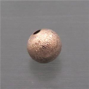 Sterling Silver Round Beads Brushed Rose Gold, approx 8mm [STS0497]