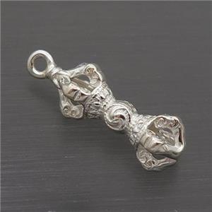 Sterling Silver Pendant Tibetan Dorje Vajra Pestle, approx 5-13mm [STS0503]