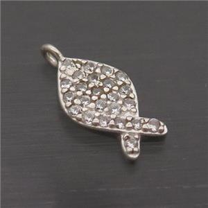 Sterling Silver Fish Pendant Pave Zircon, approx 7-11mm [STS0528]