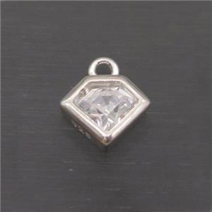 Sterling Silver Polygon Pendant Pave Crystal, approx 7mm [STS0529]