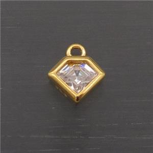 Sterling Silver Polygon Pendant Pave Crystal Gold Plated, approx 7mm [STS0530]