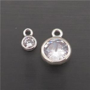 Sterling Silver Circle Pendant Pave Crystal, approx 4mm [STS0531-4MM]